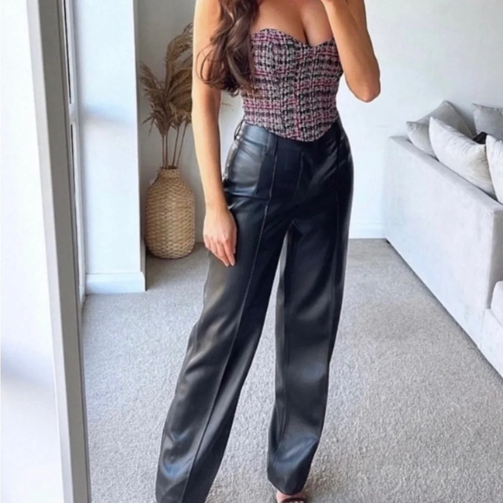 Zara Francine’s Black Full Length Faux Leather High Rise Bloggers Favorite Pants